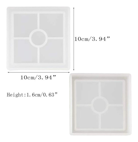 4pcs Moldes Resina Posavasos Silicona Cuadrados Bricolaje