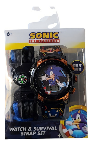 Sonic Watch + Compass With Lights, pulseira original, cor preta