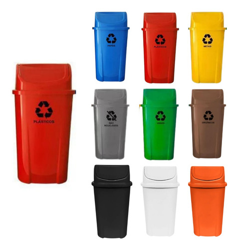 Lixeiras Coleta Seletiva Individual 60 Litros Com Adesivo Cor Vermelho