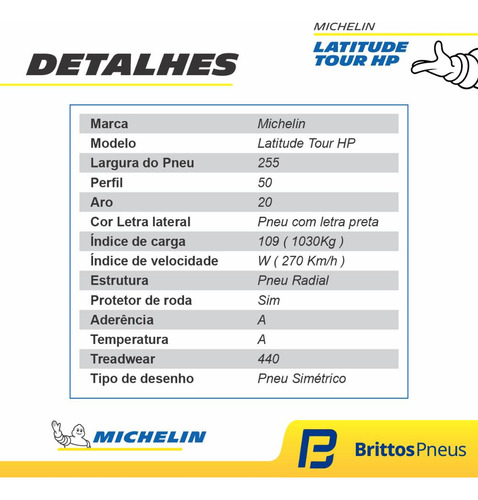 Kit 2 Pneus Michelin Aro 20 Latitude Tour Hp 255/50 R20 109w