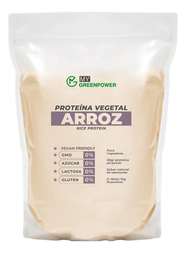 Proteína De Arroz 1 Kg 100% Vegana Sin Lactosa-gluten-gmo 