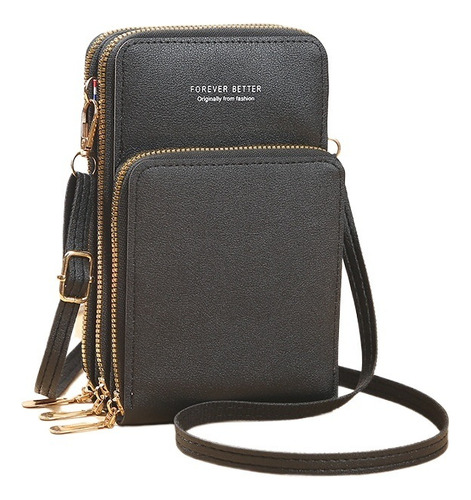 Negrura Cartera Mujer Porta Celular Bolsa Ajustable Cierres
