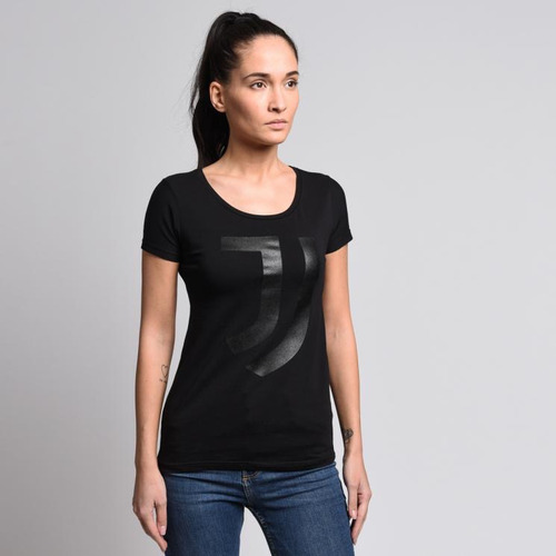 Polera Mujer Juventus C/ Logo Estampado Negro