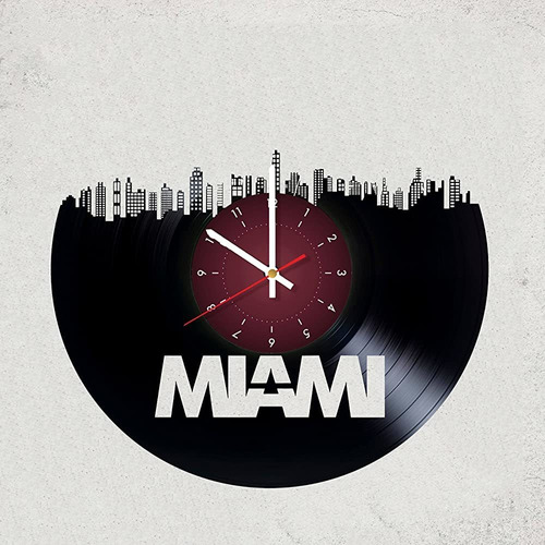 Miami Usa Arte Vinilo Reloj De Pared Sala De Regalos Casa Mo