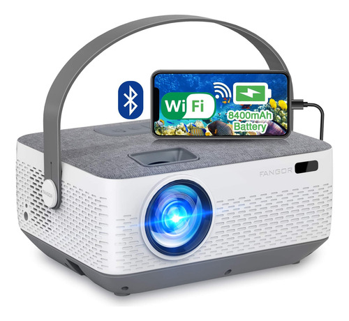 Fangor Proyector Wifi Bluetooth 8400mah Batería, Proyector D