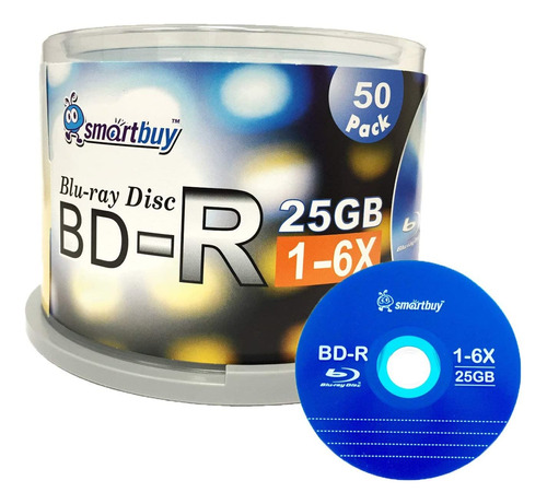 Smartbuy 50 Pack Bd-r 25 Gb 6 X Blu-ray Single Layer Reco
