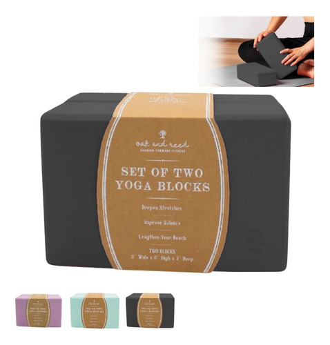 Par De Bloques De Yoga Pilates Espuma Ejercicio Fitness Color Negro