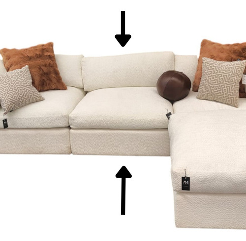 Sofá Modulo Central Textil Beige Elegante Sillón Cómodo