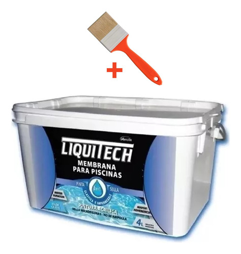  Membrana Liquida Para Piscinas 4l Azul Caribe Liquitech 