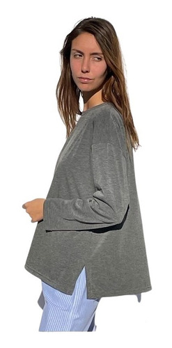 Imagen 2 de 4 de Remera De Mujer Suave Rachelle Manga Larga Modal Liso Jelue