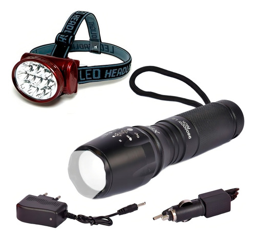 Linterna táctica militar 900 +, linterna frontal, 13 LED, color negro, color blanco, frío