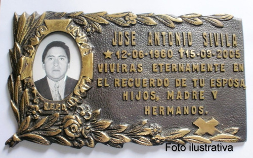 Placa De Bronce Con Foto Enlozada