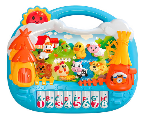 Teclado Infantil Musical Fazendinha Com Som E Luz Dm Toys Cor Modelo 2