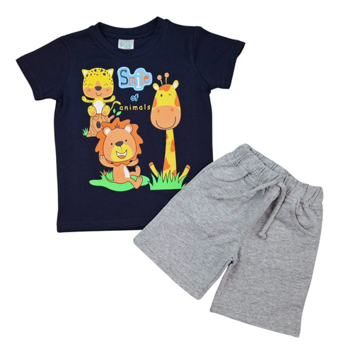 Conjunto Niño Playera Animales De La Selva Y Short