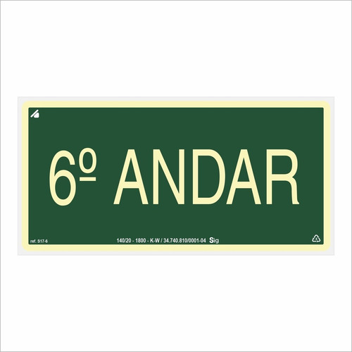 Placa De Sinalização Pavimento 6º Andar