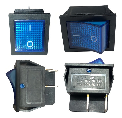 Chave Gangorra Retangular (on/off) Iluminada Azul - Rwb-505