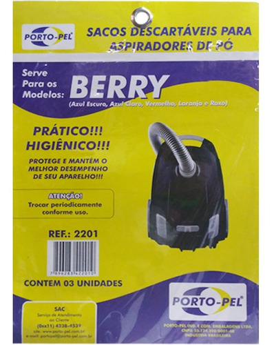 Sacos Descartáveis Para Aspiradores De Pó Berry.