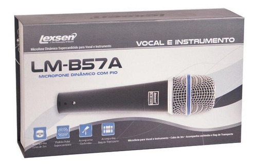 Microfone Dinâmico Supercardioide Lexsen Lm-b57a
