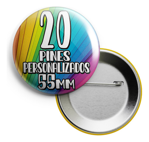 20 Pines Prendedores Personalizados - Pin De Chapa De 55mm
