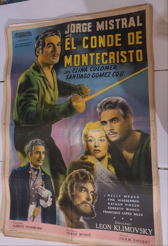 Antiguo Afiche Cine Original-el Conde De Montecristo - Sb