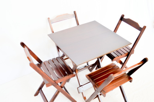 Kit 10 Jogos De Mesa Bar 70x70 Dobravel Com 4 Cadeiras Cor Imbuia