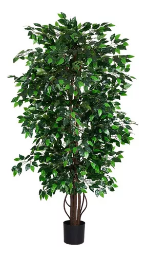 Outsunny Árbol de Ficus Artificial de 145 cm de Altura 756 Hojas con Maceta  para Decoración de Hogar Interiores y Exteriores Verde