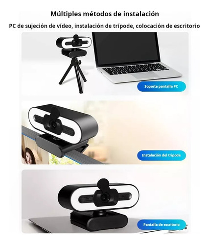 Cámara De Red 4k Con Micrófono De Luz De Anillo Para Pc Mac