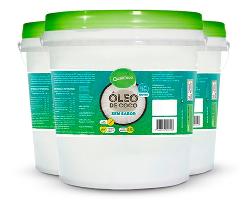 Kit 3 Óleo De Coco Sem Sabor Qualicoco 1 Litro Sabor Neutro