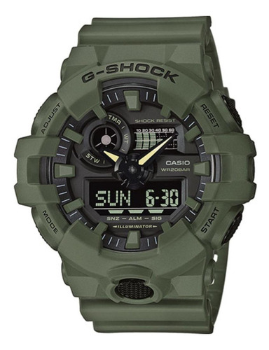 Reloj pulsera Casio GA-700UC con correa de resina color verde - fondo negro