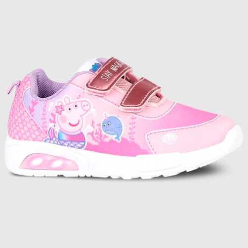 Zapatillas Footy Peppa Pig Con Luz Abrojo Led Niñas