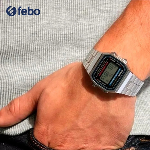 Reloj Pulsera Casio Digital A-168 Multifunción Con Alarma