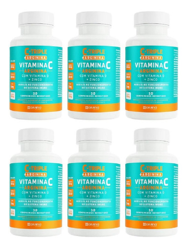 6potes Divina Pharma Vitamina C Arginina C/ 30 Comprimidos