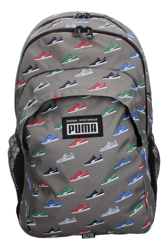 Mochila Puma Academy Con Compartimentos Amplios Color Gris