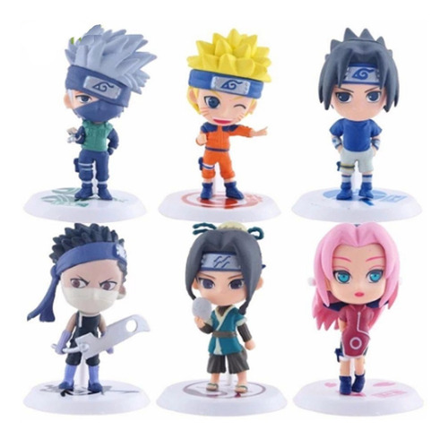 Set 6 Figuras Naruto Uzumaki Sasuke Sakura Haku Kakashi