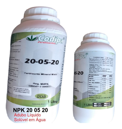  Adubo Liquido Npk 20 05 20 Fertilizante Foliar E Solo 1 Lt