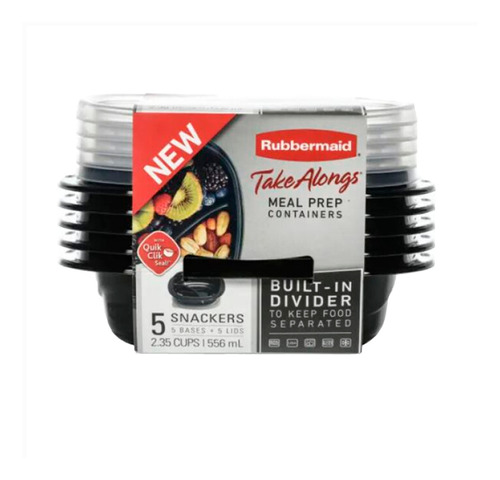 Envases 10 Piezas Takealongs Rubbermaid (negro 555 Ml) 