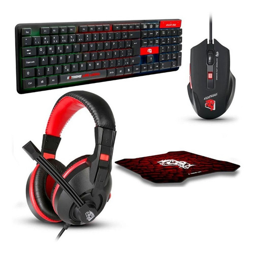 Kit Combo 4 Em 1 Headset + Teclado + Mouse + Mouse Pad - ELG
