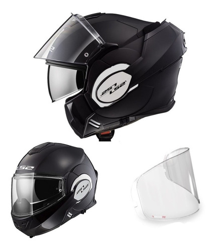 Capacete Ls2 Valiant Preto Fosco Escamoteável + Pinlock