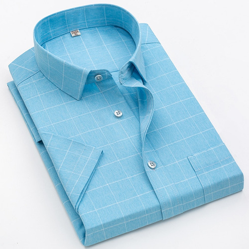 Camisa A Cuadros Para Hombre, No Necesita Planchado, Informa