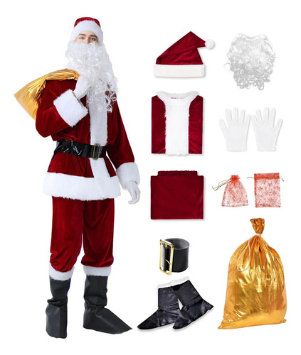 Bervyosw Traje De Papá Noel De Navidad Adulto Para Hombre Tr