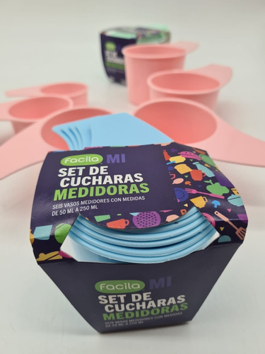 Imagen 4 de 9 de Set X6 Cucharas Medidoras Apilables Plástico Colores Pastel