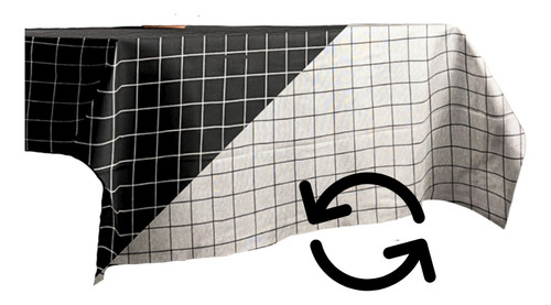 Toalha De Mesa Dupla Face Preto E Branco Grid 2,80 X 1,60 Cor Quadriculado Preto E Branco