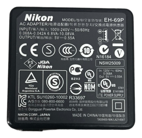 Cargador Usb Original Nikon Eh-69p 5v 0.55a Sin Cable