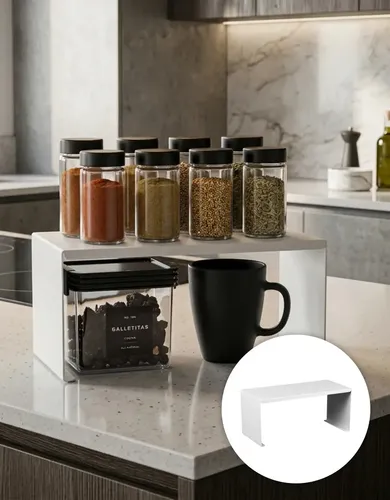 Estante Organizador Alacena Cocina Acero Elevador Blanco