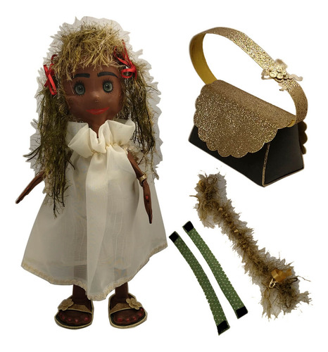 Kit Boneca Bolsa Eva Fashion Diva Rastafari E Vestido Tecido