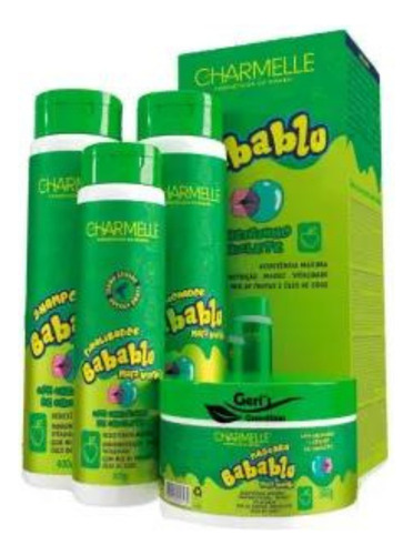 1 Kit Shampoo Capilar Babablu Com 4 Itens Maça Verde