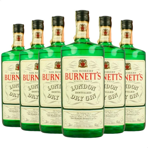 Gin Burnetts 1 Litro 1000ml Caja X6 Destilado 01almacen 6u