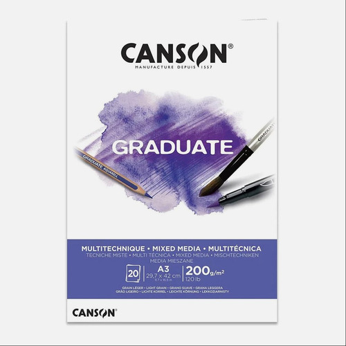 Block Canson Graduate Mix Media A3 200g 20 Hojas