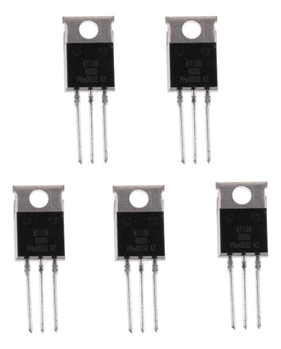 5 Piezas Bt136 To220 Bt136-600 S 3 Transistores De Terminal