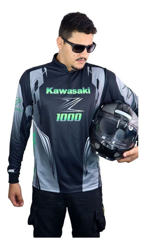 Imagem 1 de 7 de Camiseta Brk Motociclismo Kawasaki Z1000 Com Fpu 50+